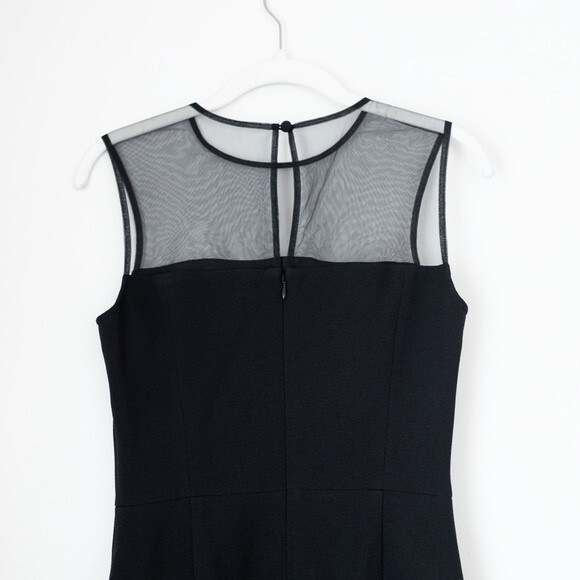 Dress the Population Valerie Sheer Panel Illusion Midi Little Black Dress Size S - Picture 5 of 10